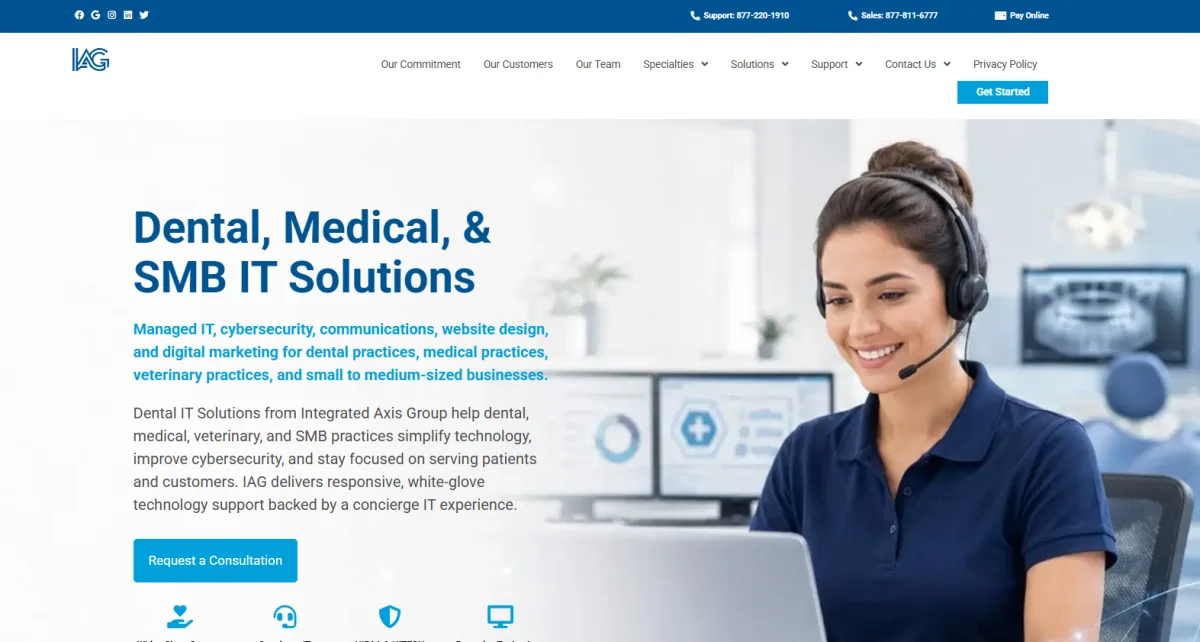 Integrated Axis Group dental medical IT solutions homepage