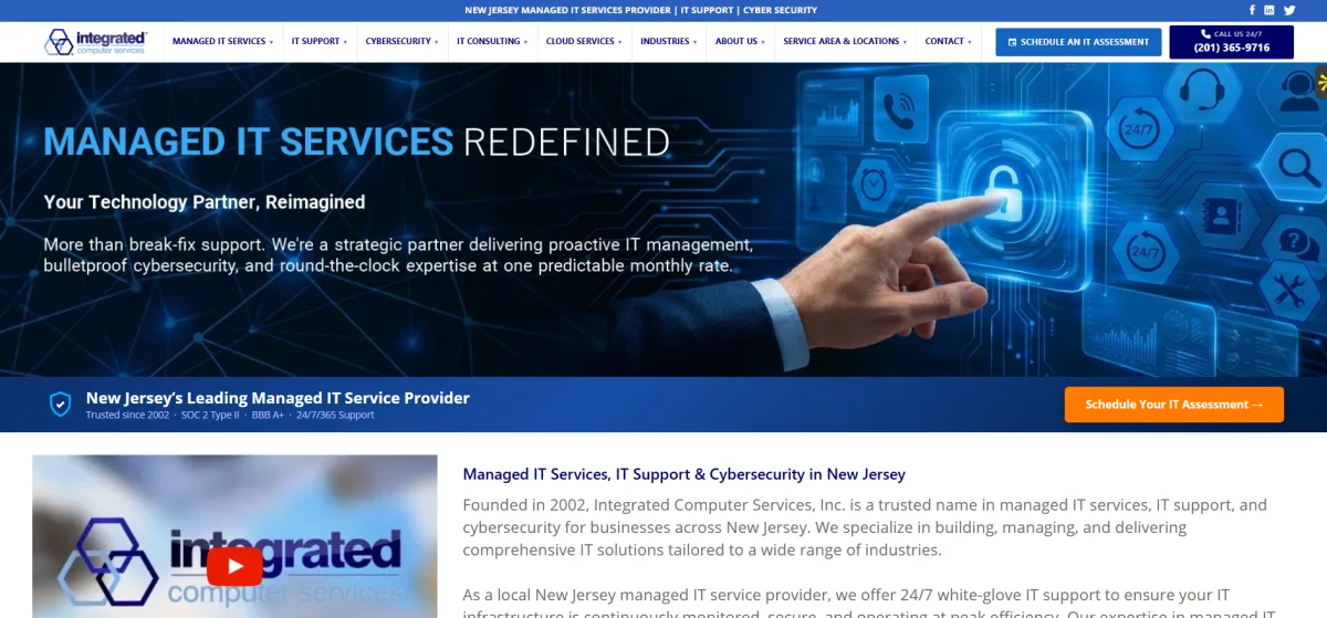 Integrated Computer Services ICS medical IT and HIPAA compliance Newark NJ homepage