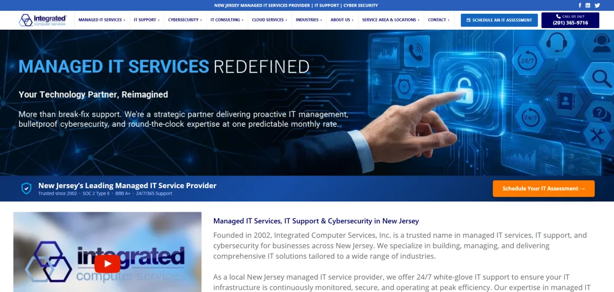 Integrated Computer Services legal IT support NJ homepage