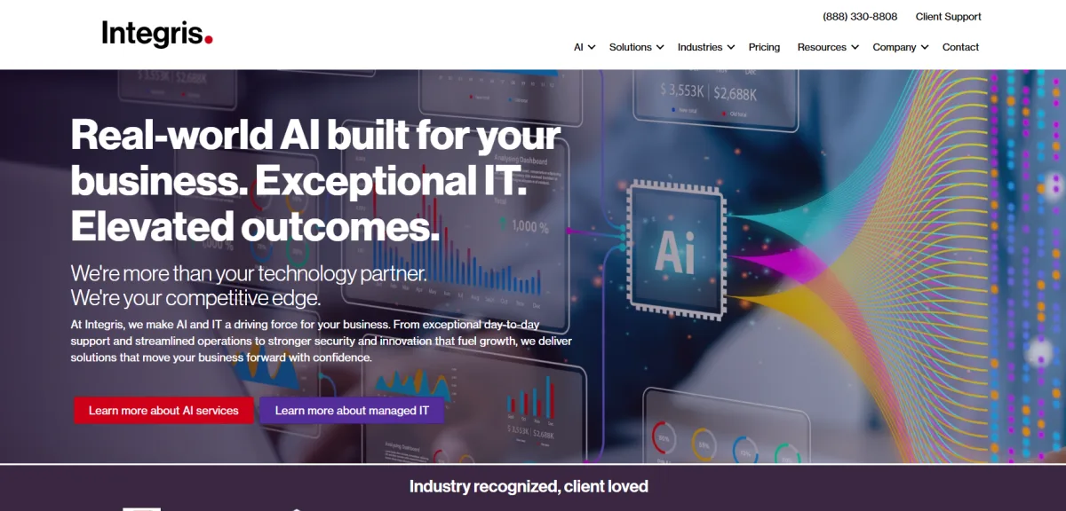 Integris managed IT and AI services homepage healthcare GRC practice