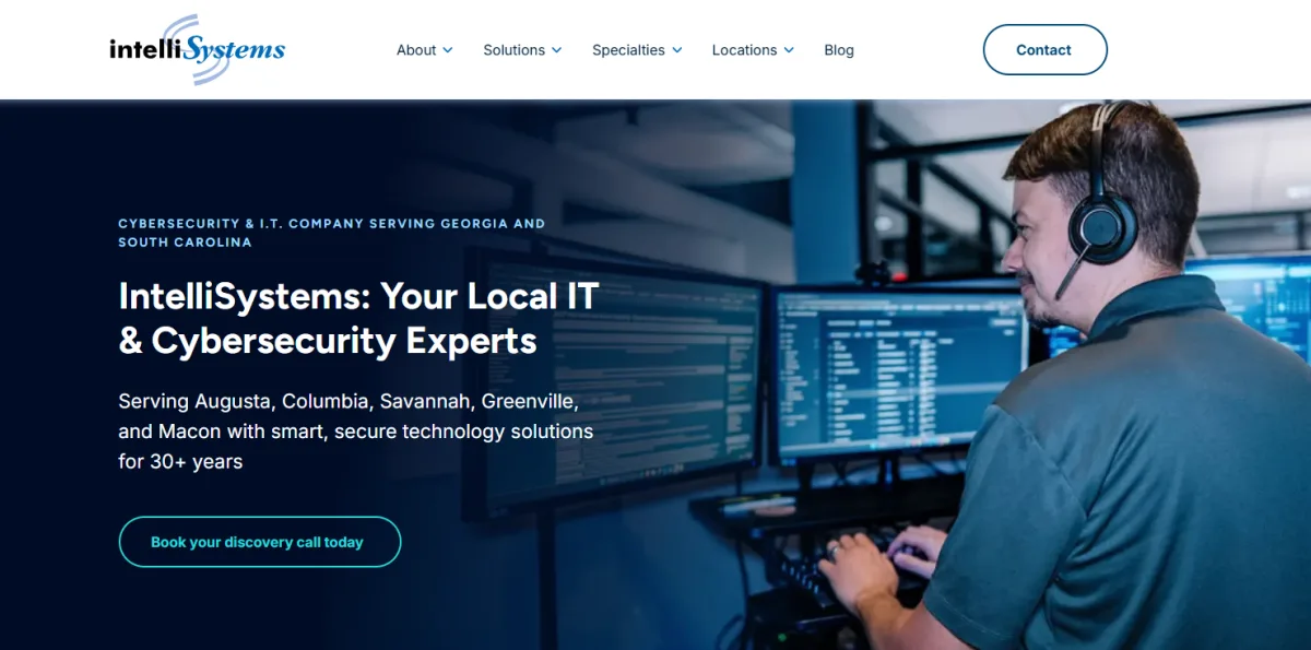 IntelliSystems cybersecurity and IT company homepage