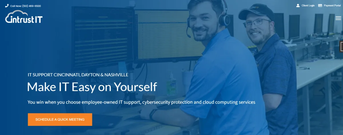 Intrust IT CMMC compliance managed services Dayton Ohio homepage