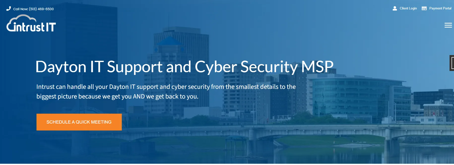 Intrust IT managed services and cybersecurity Dayton Ohio homepage