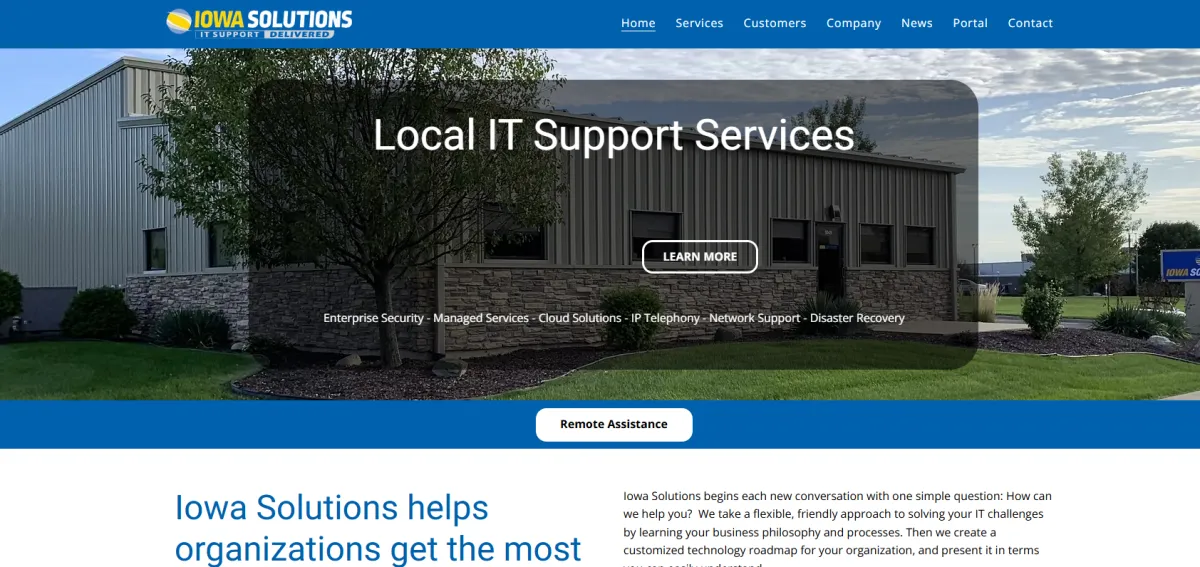 Iowa Solutions local IT support Des Moines homepage