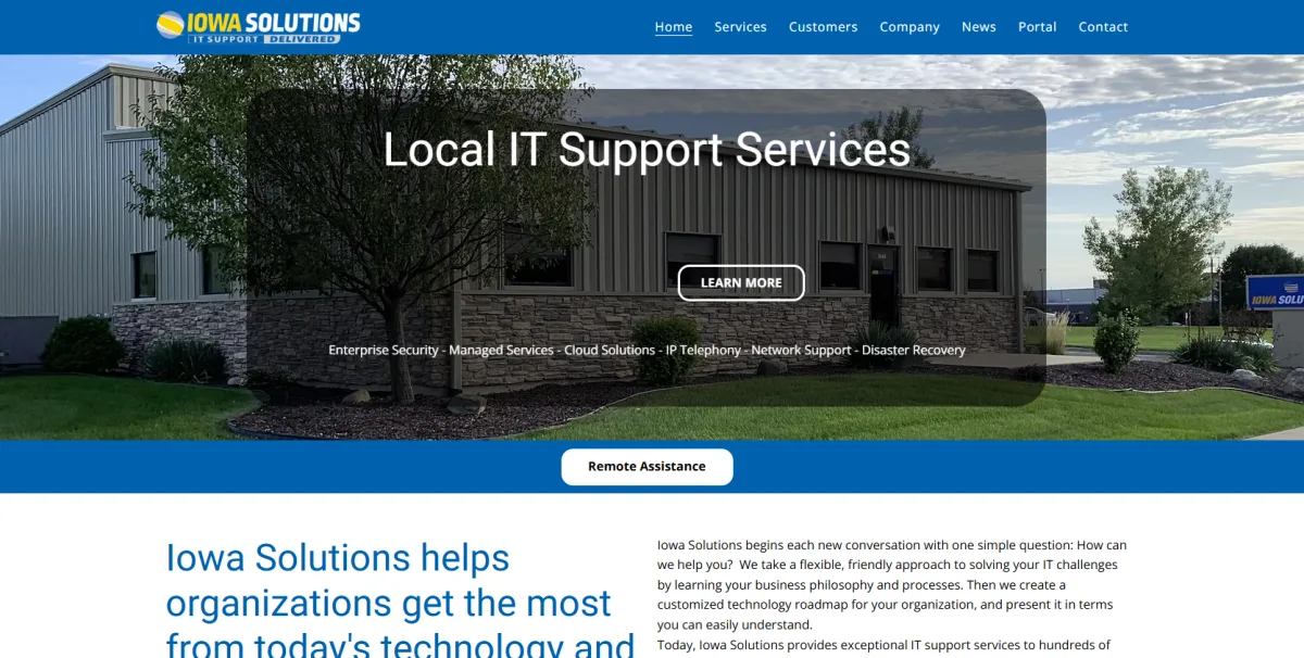 Iowa Solutions managed IT Des Moines Cedar Rapids homepage