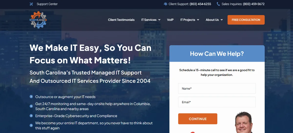 IronLogix healthcare IT and PACS integration Columbia SC homepage