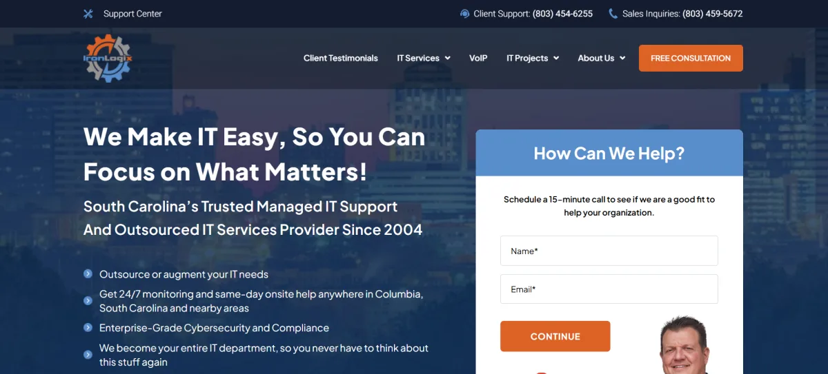 IronLogix veteran-owned managed IT services for CPAs Columbia, SC — homepage
