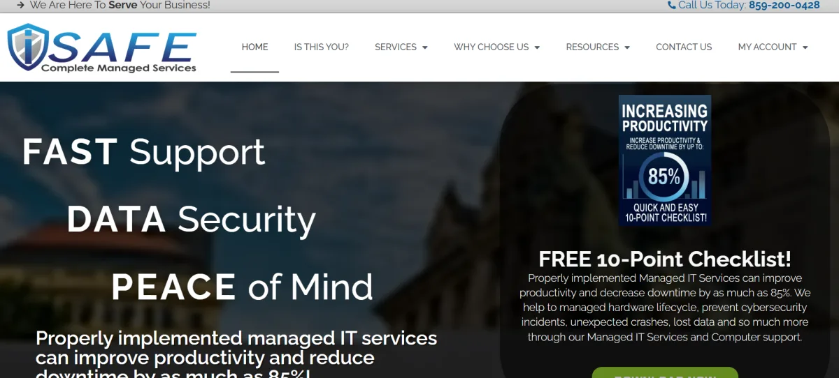 iSafe Complete managed IT services Lexington KY homepage