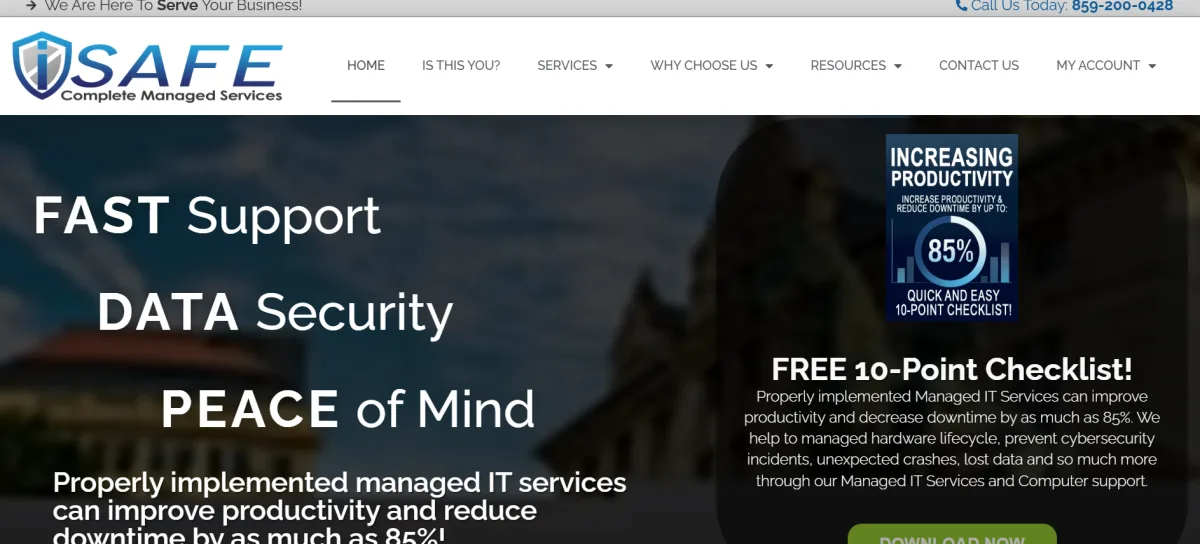 iSAFE Complete Managed Services flat-rate managed IT homepage Central Kentucky