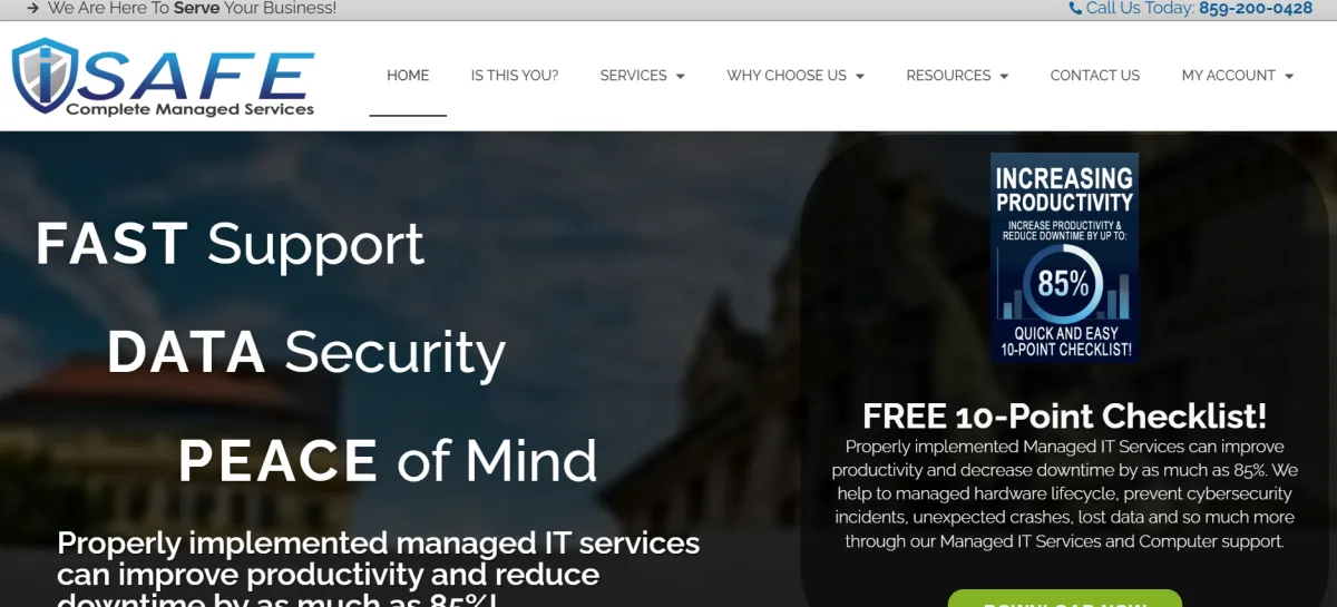 iSafe Complete Managed Services flat-rate IT Lexington Kentucky homepage