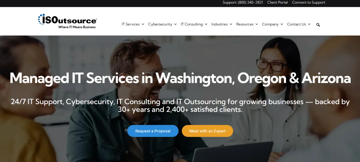 ISOutsource homepage managed IT and GRC advisory Spokane