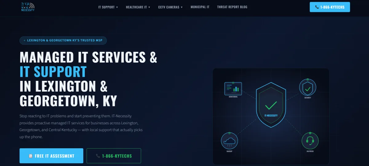 IT-Necessity managed IT services and IT support Lexington and Georgetown Kentucky homepage