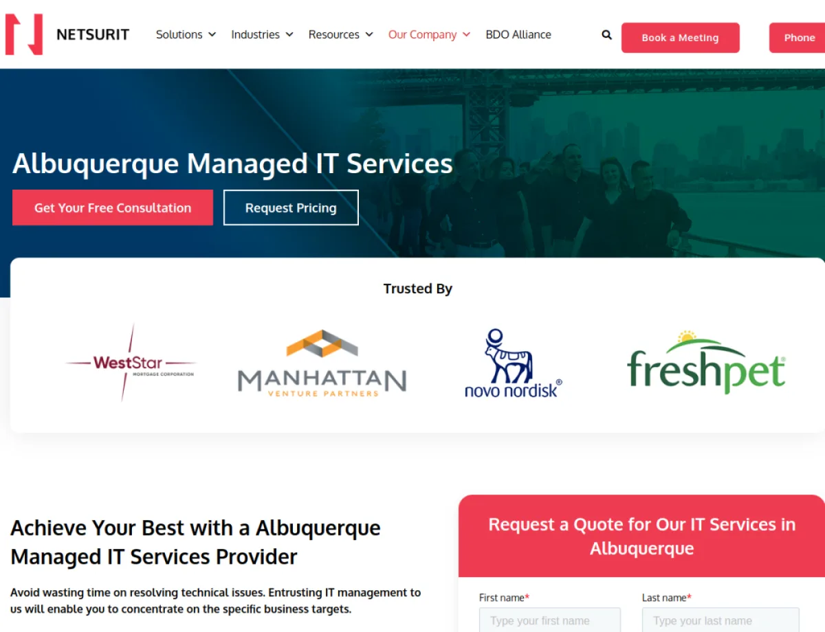 iTEAM Consulting Netsurit managed IT Albuquerque homepage