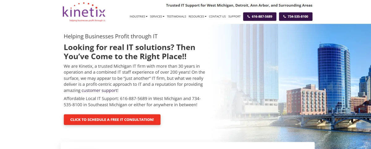 Kinetix healthcare IT services West Michigan HIPAA homepage