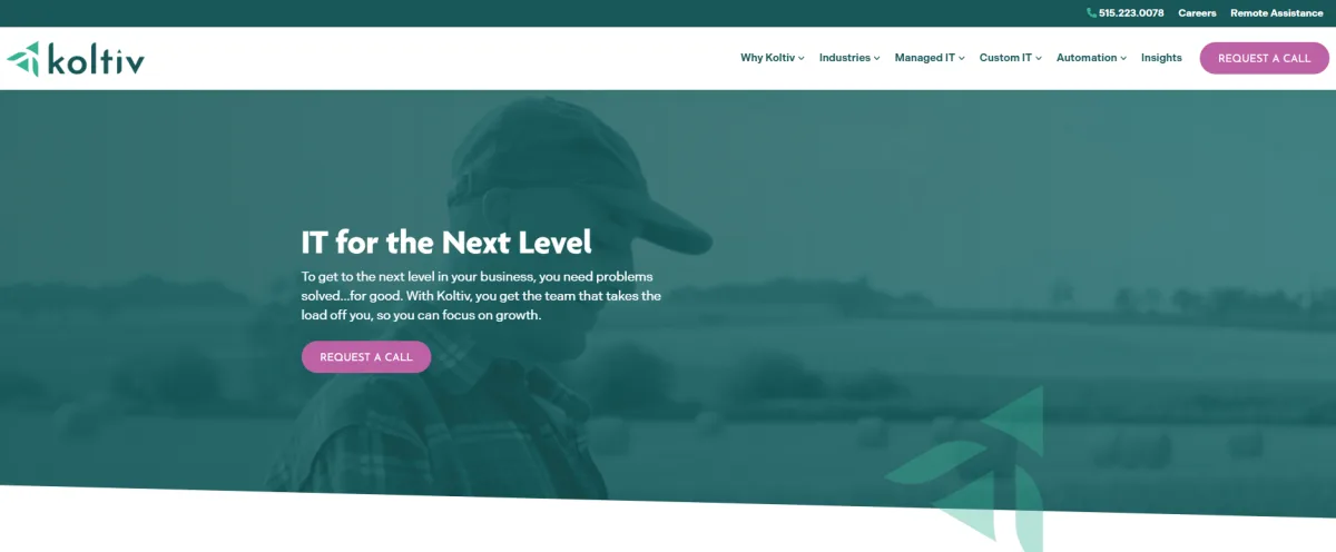 Koltiv managed IT services Des Moines Iowa homepage