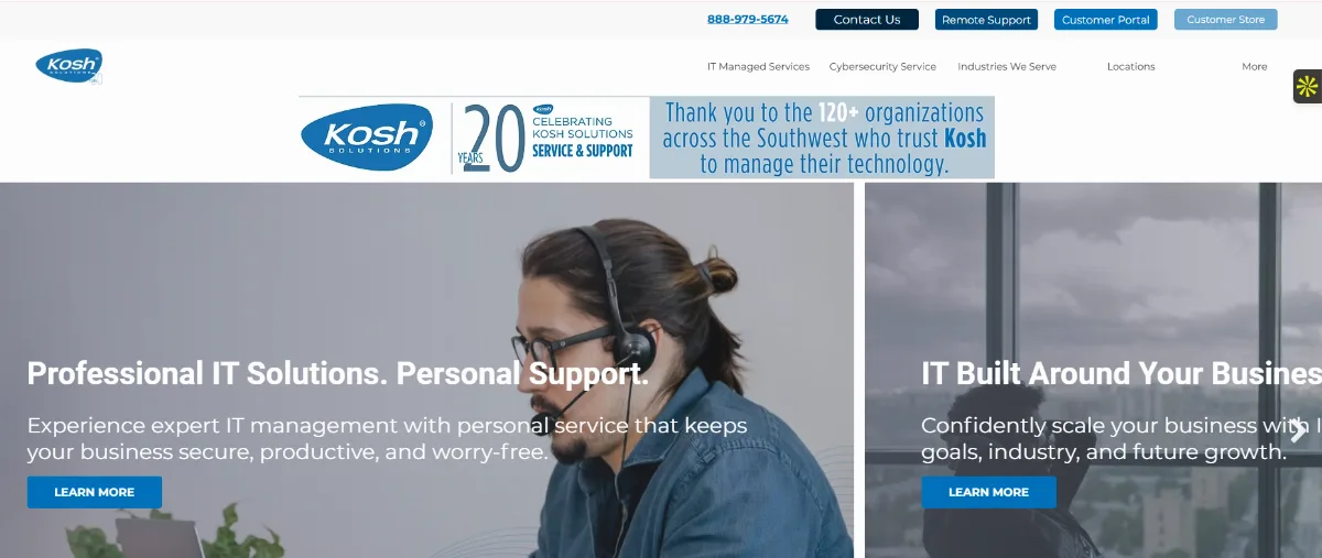 Kosh Solutions managed IT services for manufacturing Albuquerque NM homepage