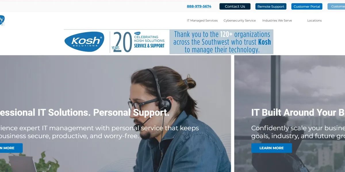 Kosh Solutions managed IT services for technology companies Albuquerque NM homepage