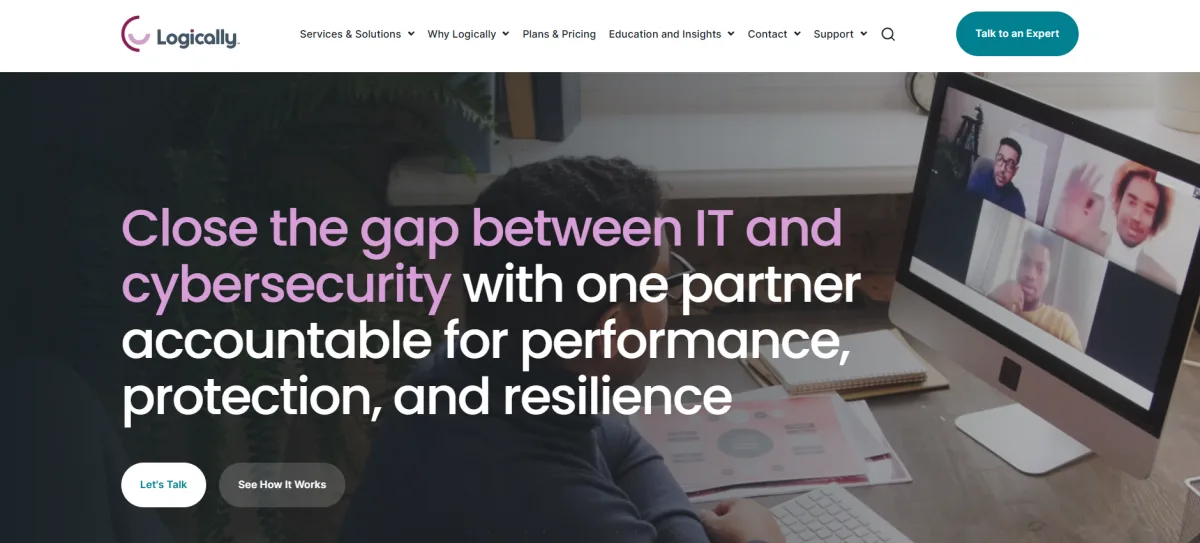 Logically IT and cybersecurity managed services homepage
