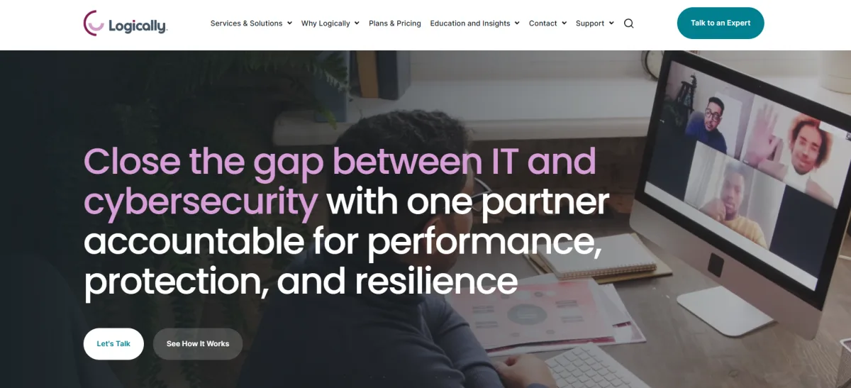 Logically managed IT cybersecurity provider homepage