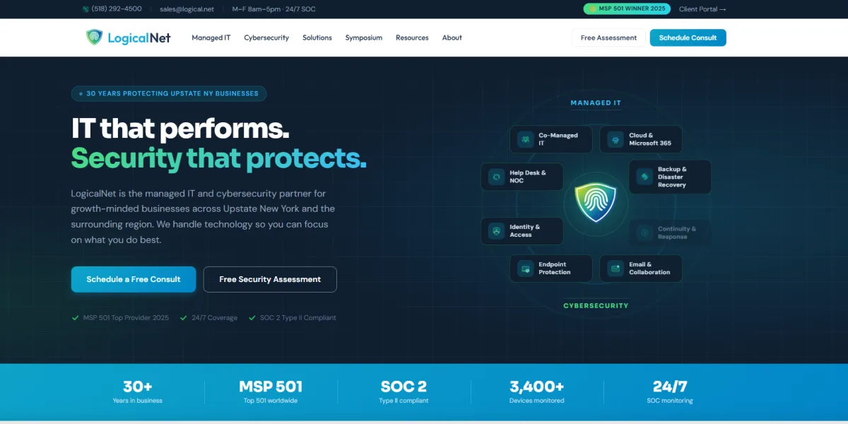 LogicalNet confidentiality-first managed IT for law firms Albany New York homepage