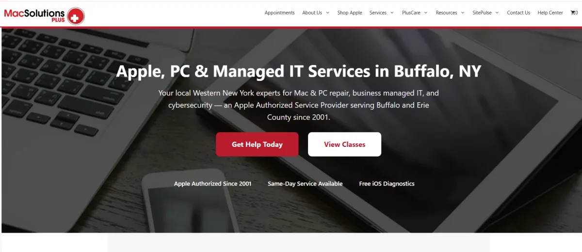 MacSolutions Plus GLBA FINRA cybersecurity East Amherst Buffalo NY homepage