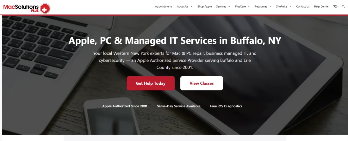 MacSolutions Plus Apple and managed IT law firms Buffalo New York homepage