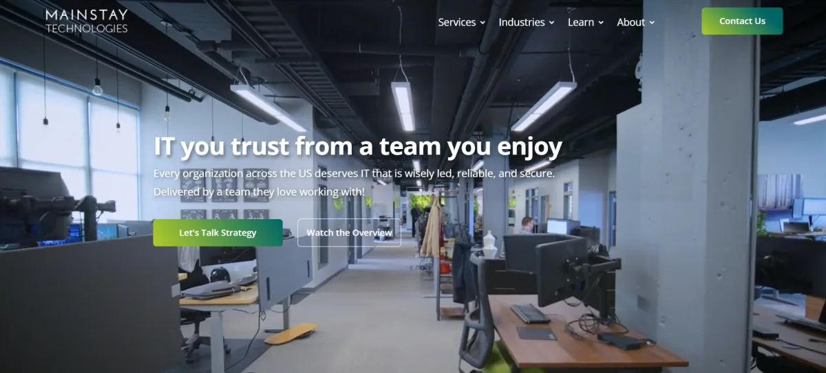 Mainstay Technologies managed IT and cybersecurity homepage, Manchester NH headquarters