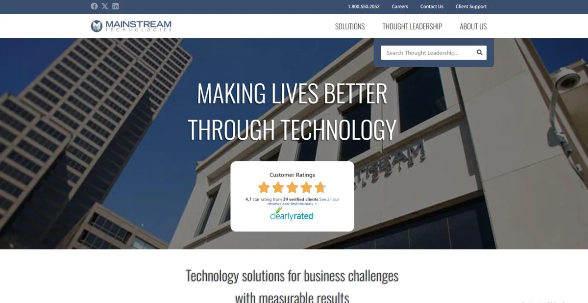 Mainstream Technologies Little Rock Arkansas government managed IT and software homepage