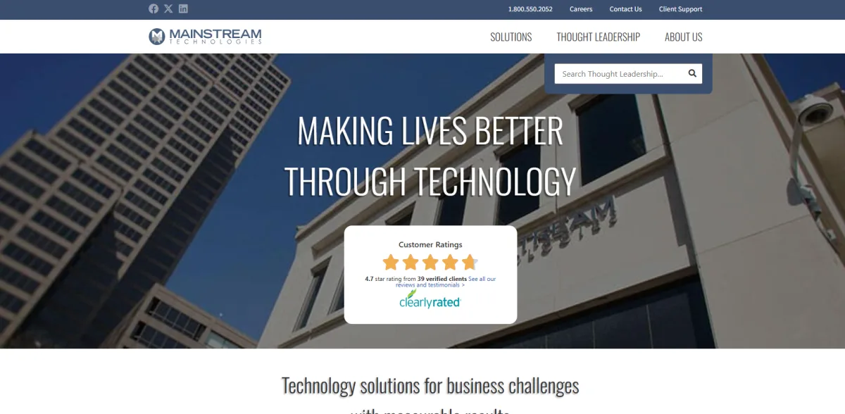 Mainstream Technologies Little Rock Arkansas IT services homepage