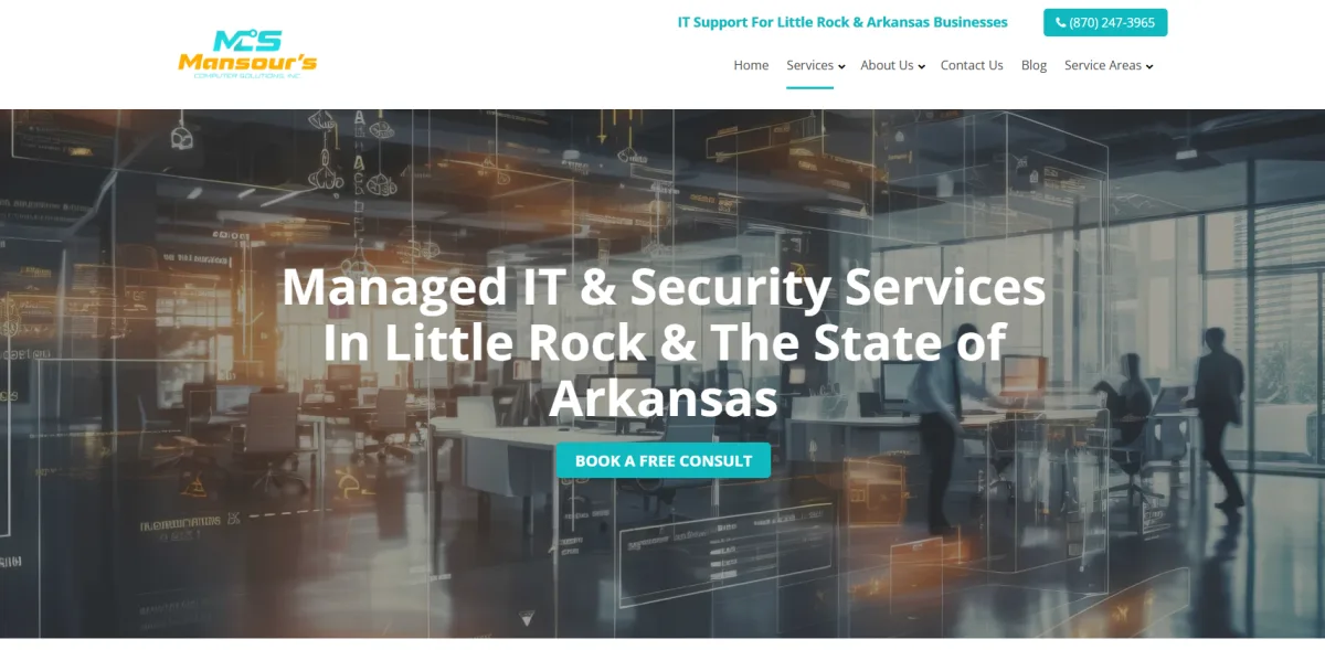 Mansour's Computer Solutions managed IT services financial Little Rock AR homepage