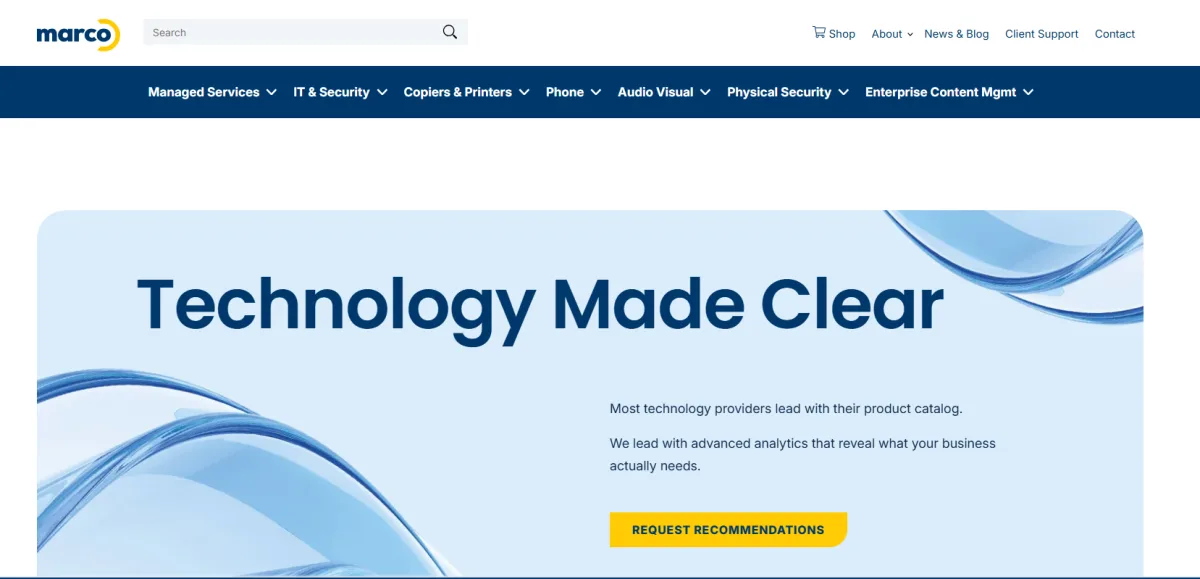 Marco Technologies managed services and business technology homepage
