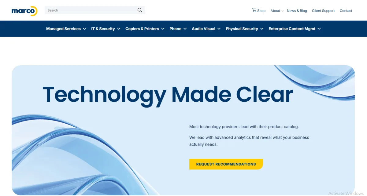 Marco Technologies managed services and office technology homepage