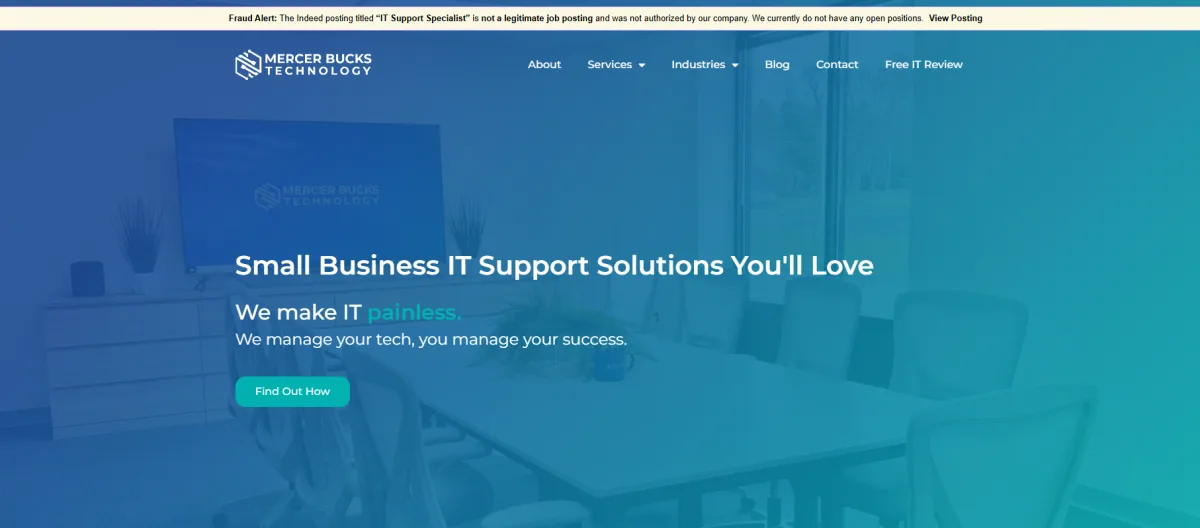 Mercer Bucks Technology small business IT support solutions homepage