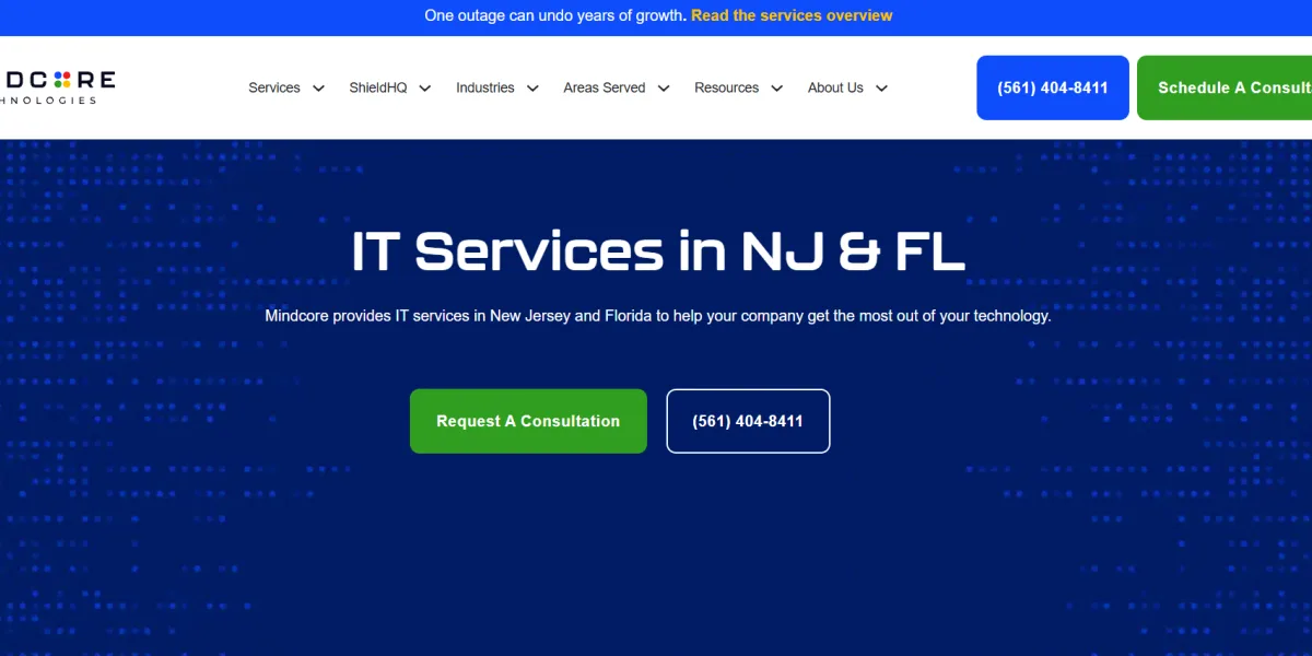 Mindcore Technologies managed IT Columbia SC homepage