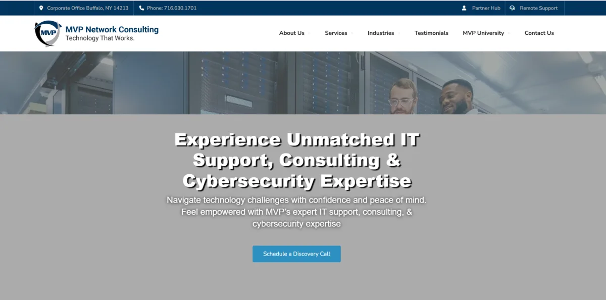 MVP Network Consulting IT support and cybersecurity homepage Buffalo New York