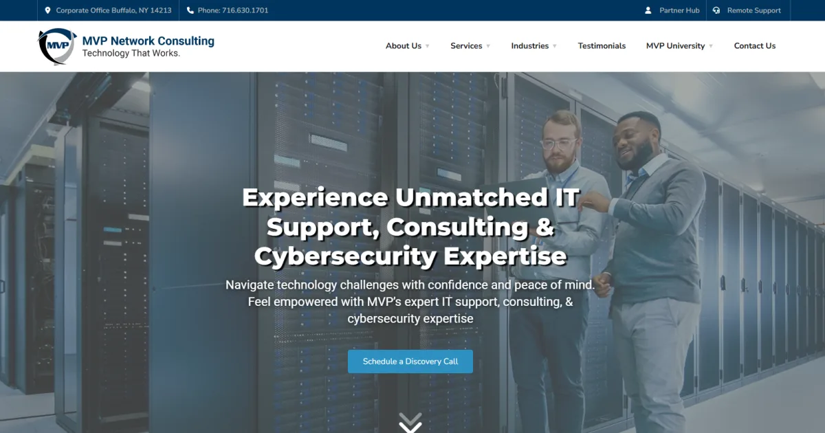 MVP Network Consulting cybersecurity-first managed IT homepage Buffalo NY