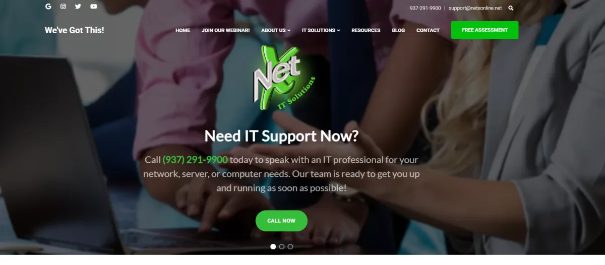 Net X IT Solutions managed services Centerville Ohio homepage