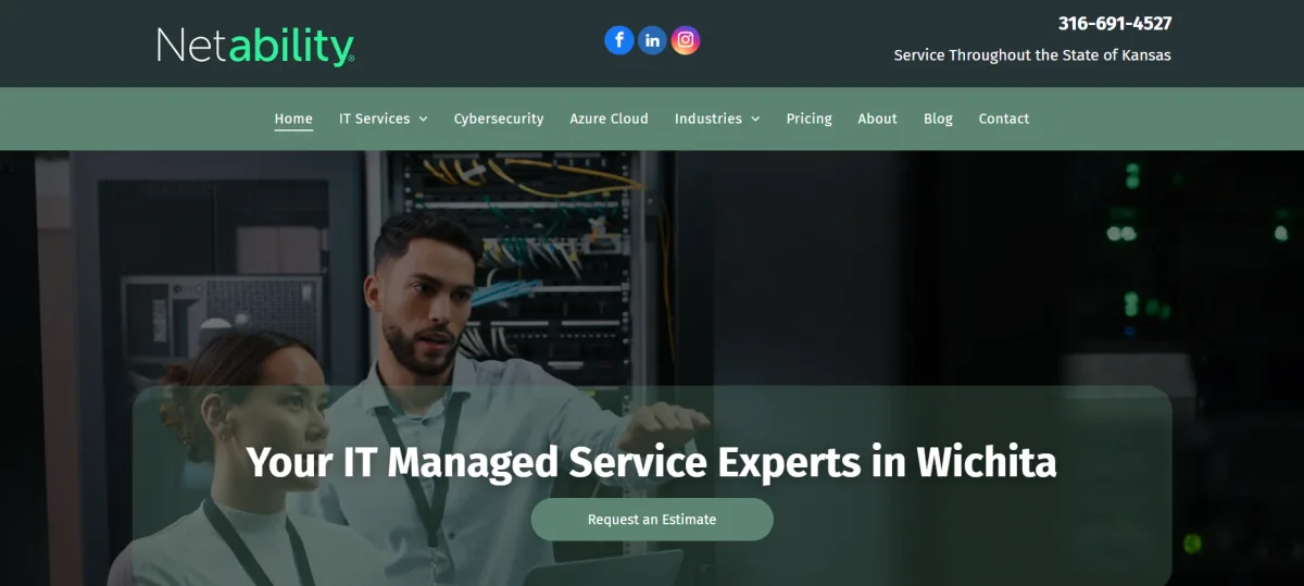 Netability Wichita Microsoft 365 and Azure managed IT homepage