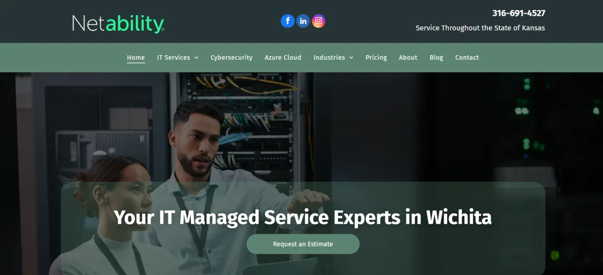 Netability IT managed service experts homepage, Wichita KS