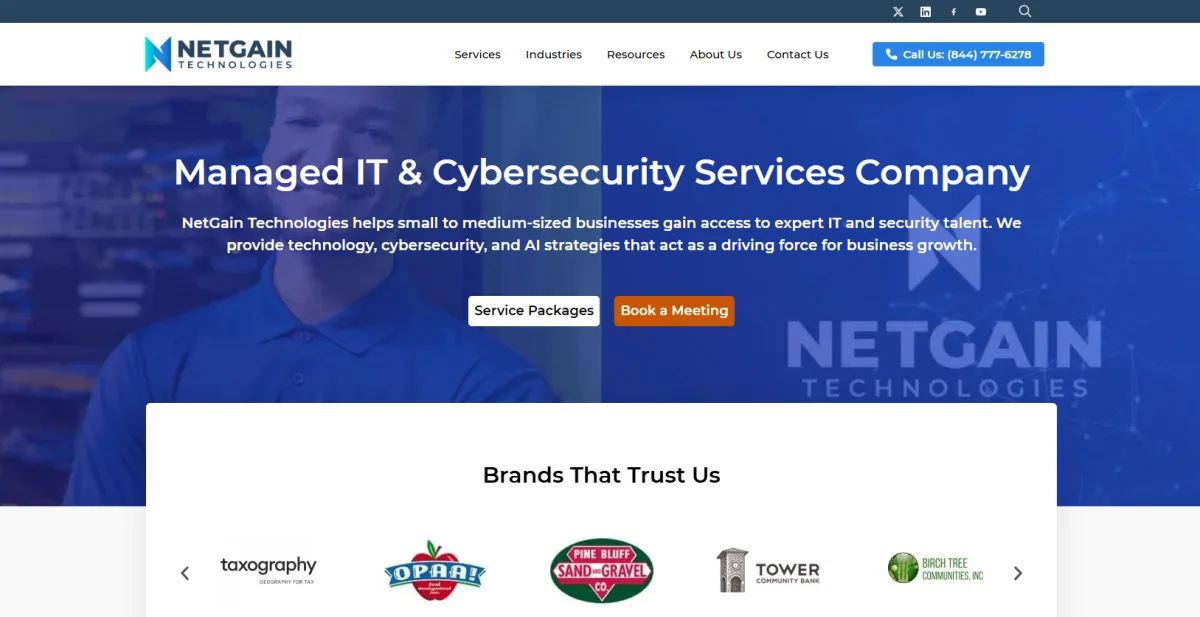 NetGain Technologies Little Rock office managed IT and cybersecurity homepage