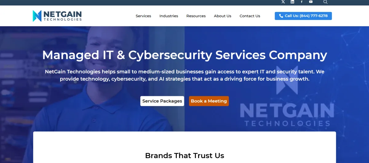 NetGain Technologies managed IT and cybersecurity services homepage Lexington Kentucky