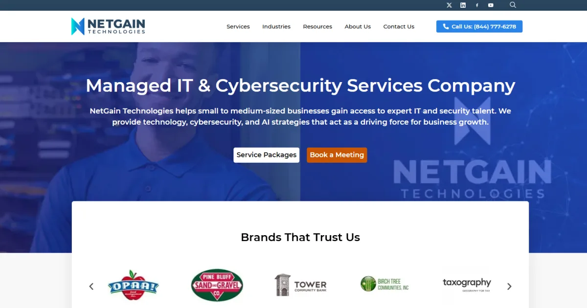 NetGain Technologies managed IT services manufacturing Chattanooga TN homepage