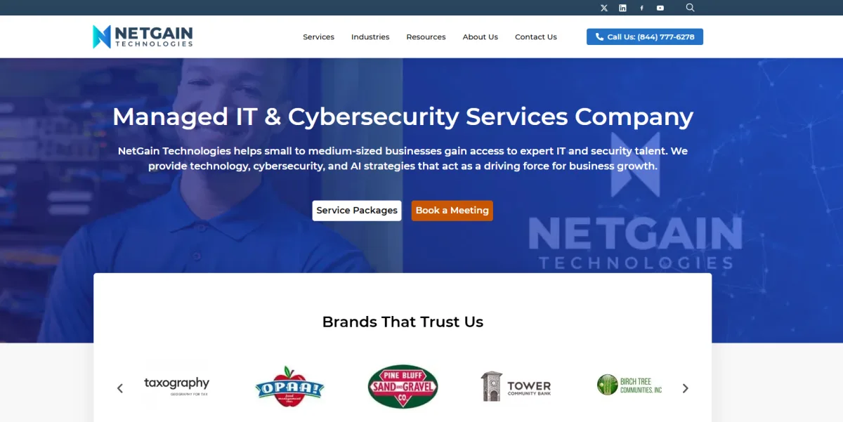 NetGain Technologies Lexington KY managed IT and cybersecurity homepage