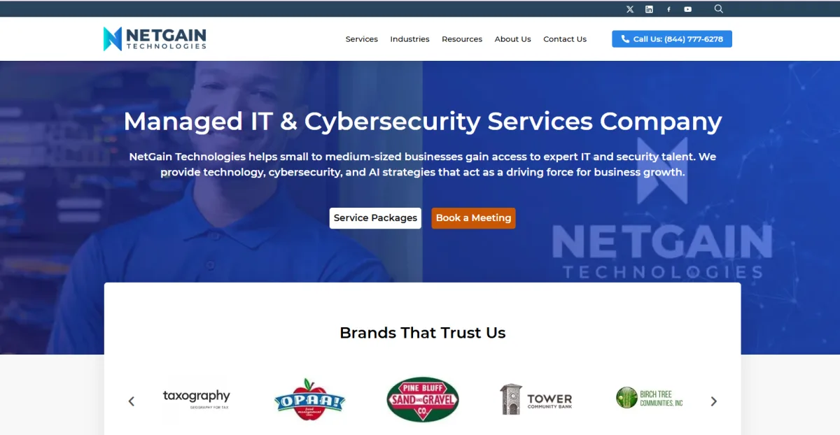 NetGain Technologies professional services IT Chattanooga TN managed IT homepage