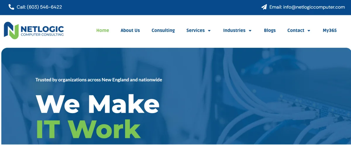 Netlogic Computer Consulting Microsoft 365 managed IT services Nashua NH homepage