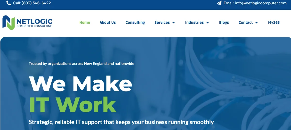 Netlogic Computer Consulting managed IT support homepage, Nashua NH Microsoft 365 specialist