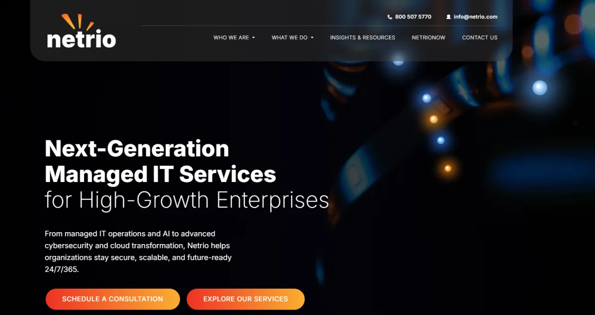 Netrio managed IT services for law firms Buffalo New York homepage