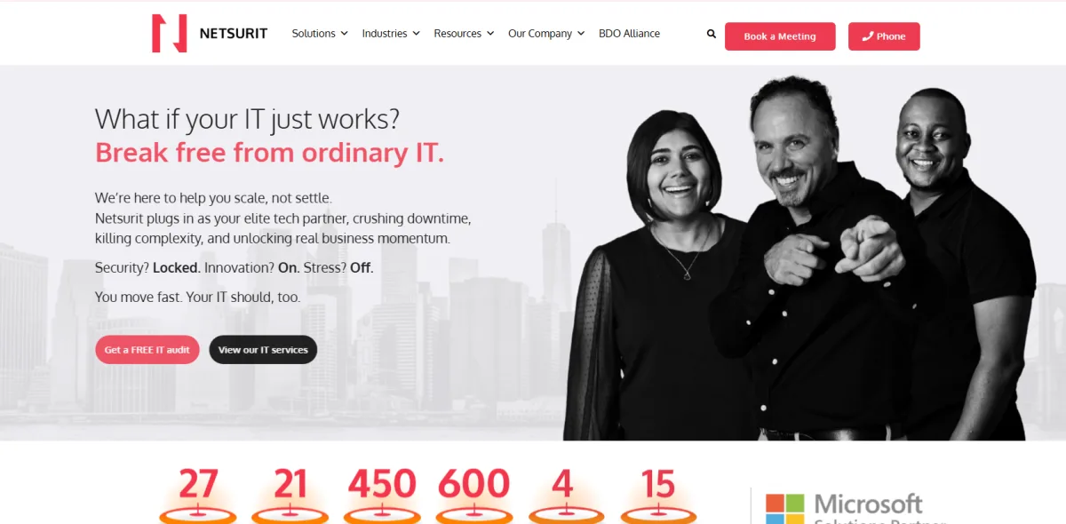 Netsurit global managed IT services Newark NJ homepage