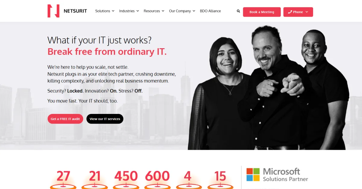 Netsurit managed IT services New Jersey homepage
