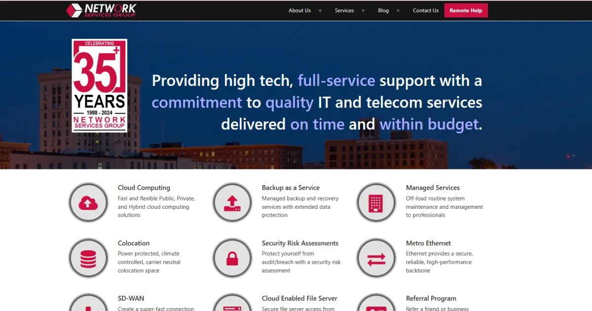 Network Services Group managed IT services Little Rock homepage